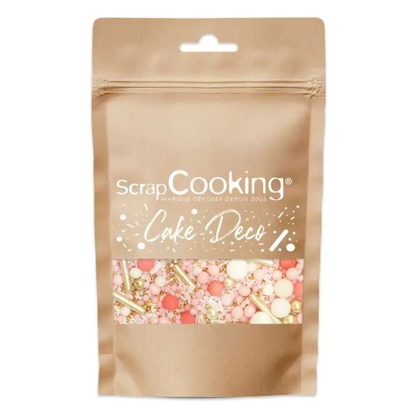 Pot de décorations sucrées mix rose doré - 70g