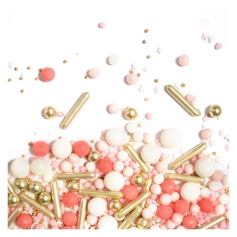 Pot de décorations sucrées mix rose doré - 70g